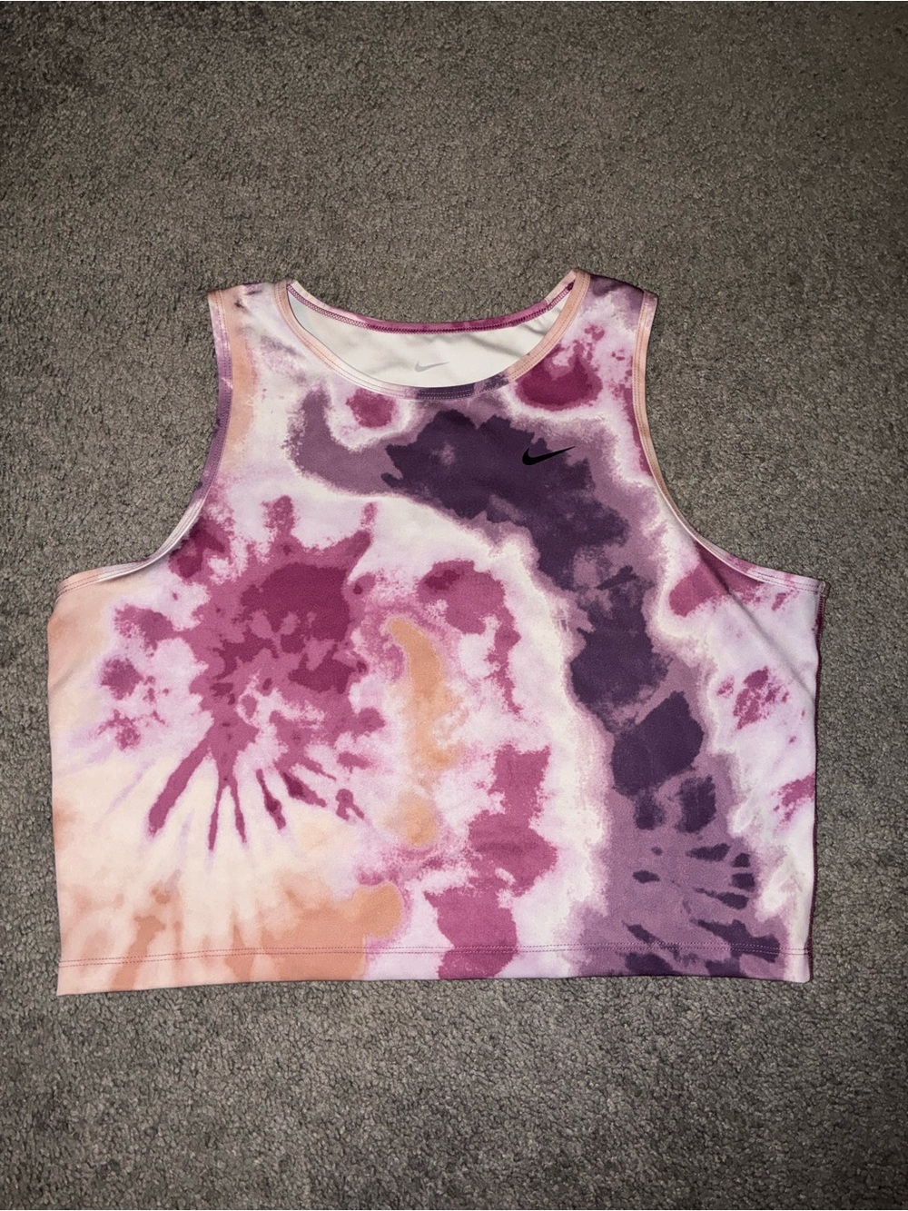 Nike Women’s Pink & Purple Tie-Dye Crop Tank Top